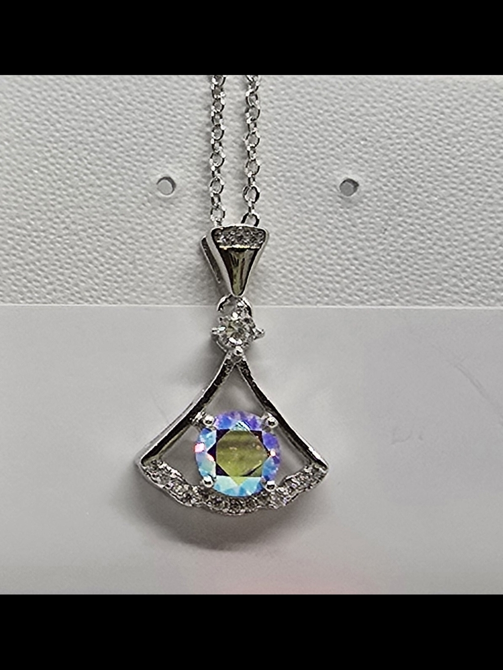 Sterling Silver Mystic Topaz Fan Pendant Necklace